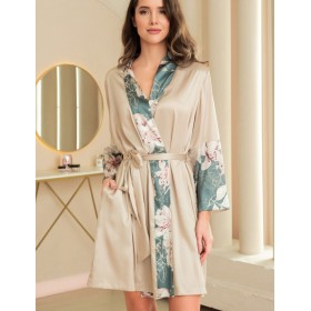 Короткий халат из шёлка Mia-Amore MARYROSE 4183, Цвет: белое золото, Размеры: L/XL