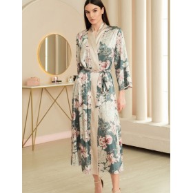 Длинный халат из шелка Mia-Amore MARYROSE 4189, Цвет: тимьян, Размеры: L/XL