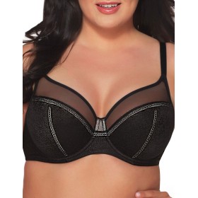 Бюстгальтер с серебристым декором Ava 2090 M Black, Цвет: черный, Размеры: 90E