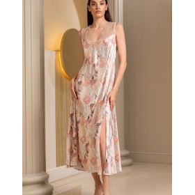 Шелковая сорочка макси Mia-Amore PEONY 4058, Цвет: мультицвет, Размеры: 2XL