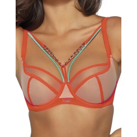 Мягкий бюстгальтер с яркой окантовкой Novika MIA N03 Fluo, Цвет: оранж, Размеры: 80C