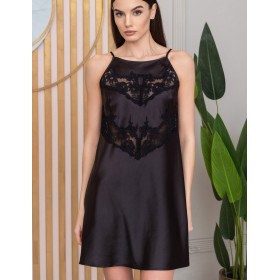 Шёлковая сорочка с кружевом Mia-Amore ADELINA 4171 черный, Цвет: черный, Размеры: XS