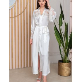 Халат из шёлка и кружева Mia-Amore ADELINA 4179 белый, Цвет: белый, Размеры: 2XL/3XL