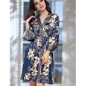 Короткий атласный халат Mia-Amore BLUE-MARINE 8443, Цвет: блюмарин, Размеры: S/M