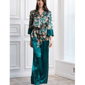 Шелковая пижама с брюками Mia-Amore EMERALD 3741, Цвет: изумрудный, Размеры: XS