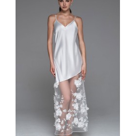 Шелковая сорочка с объемными цветами Mia-Amore FLORINDA 4278 белый, Цвет: белый, Размеры: L