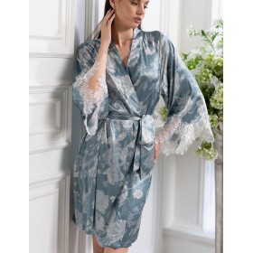 Халат кимоно из шелка и кружева Mia-Amore NINELLE 4253 мятный, Цвет: мятный, Размеры: L/XL