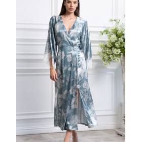 Длинный шелковый халат Mia-Amore NINELLE 4259 мятный, Цвет: мятный, Размеры: 4XL/5XL