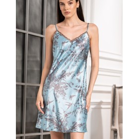 Шелковая сорочка с узором Mia-Amore PROSECCO 4220, Цвет: бирюзовый, Размеры: 2XL