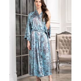 Шелковый длинный халат Mia-Amore PROSECCO 4229, Цвет: бирюзовый, Размеры: 2XL/3XL