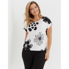 Пижама с бриджами De Lafense 743 ELLE, Цвет: экрю/черный, Размеры: M