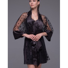 Пеньюар из сетки и шёлка Mia-Amore ANDROMEDA 4303 черный, Цвет: черный, Размеры: 2XL/3XL