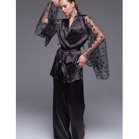 Шелковый комплект тройка Mia-Amore ANDROMEDA 4306 черный, Цвет: черный, Размеры: M