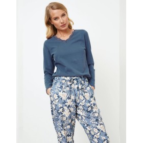 Пижама женская со штанами Aruelle FLEUR, Цвет: серо-голубой, Размеры: L