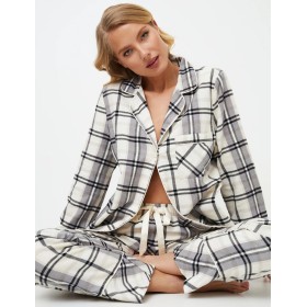 Фланелевая пижама со штанами Aruelle HENRIETTA, Цвет: серый/молочный, Размеры: XS