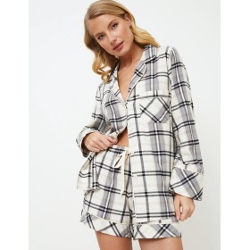 Фланелевая пижама с шортами Aruelle HENRIETTA, Цвет: серый/молочный, Размеры: XS