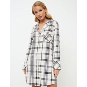 Фланелевая сорочка-рубашка Aruelle HENRIETTA, Цвет: серый/молочный, Размеры: XS