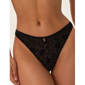 Трусики стринги с флоковым узором Esotiq ORGANIQUE 41781 черный, Цвет: черный, Размеры: S