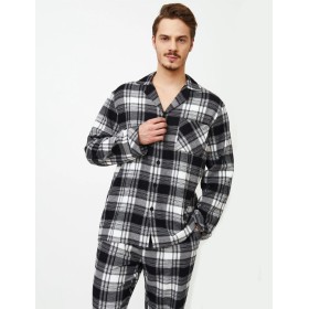 Фланелевая мужская пижама Aruelle JAMES, Цвет: черный/белый, Размеры: M