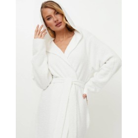 Белый пушистый халат Aruelle KEYLA, Цвет: белый, Размеры: M