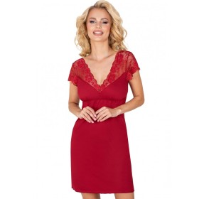 Сорочка с кружевом Donna ISMENA nightdress BURGUNDY, Цвет: красный, Размеры: S