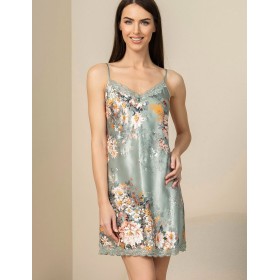 Сорочка с цветами шелковая Mia-Amore AZALIA 4410, Цвет: серебристый, Размеры: M