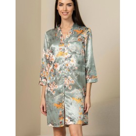 Рубашка халат из шелка Mia-Amore AZALIA 4415, Цвет: серебристый, Размеры: L