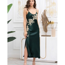 Длинная шёлковая сорочка Mia-Amore FELLINI 3918 малахит, Цвет: малахит, Размеры: 2XL