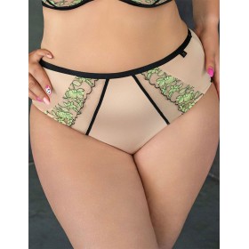 Трусы слипы высокие Kris Line LIME high waist, Цвет: бежевый+лайм, Размеры: M