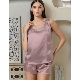 Атласная пижама шорты и майка Mia-Mella JULIA 8739 пудра, Цвет: пудра, Размеры: S