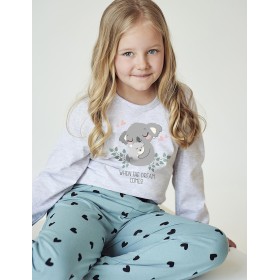 Хлопковая детская пижама Taro 3035/3036 NINA, Цвет: серый/мята, Размеры: 122