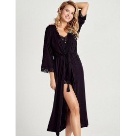 Длинный женский халат Taro 3099 MERCY, Цвет: черный, Размеры: XL