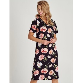 Сорочка с цветочным принтом Taro 3134/3160 PEONY, Цвет: черный, Размеры: L