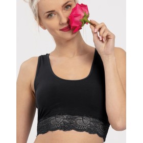 Женский топ с кружевом Key LBT 111 черный, Цвет: черный, Размеры: S