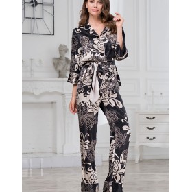 Пижама атласная Mia-Amore DA VINCI 8446 черный, Цвет: черный, Размеры: L