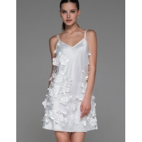 Прозрачная сорочка из сетки с цветами Mia-Amore FLORINDA 4274 белый, Цвет: белый, Размеры: XL