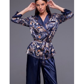 Атласная пижама двойка Mia-Amore ZODIAC 7287, Цвет: темно-синий, Размеры: 5XL