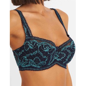 Бюстгальтер балконет кружево биколор Simona M 608/98 кварц-лазурит, Цвет: кварц-лазурит, Размеры: 75D