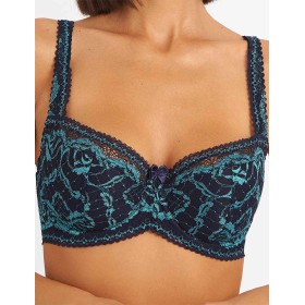 Бюстгальтер балконет кружево биколор Simona M 608 кварц-лазурит, Цвет: кварц-лазурит, Размеры: 75D