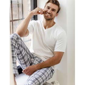 Пижама мужская со штанами Taro 3297 CLIFF, Цвет: белый/серый, Размеры: 2XL