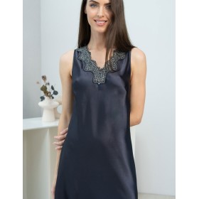 Шелковая длинная сорочка Mia-Amore EMMANUELLE 4348, Цвет: черника, Размеры: L