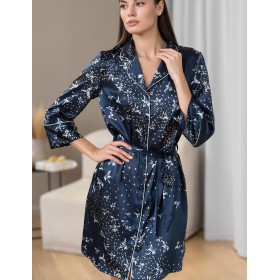 Атласная домашняя рубашка Mia-Amore GALAXY 7417, Цвет: темно-синий, Размеры: L