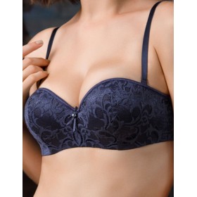 Бюстгальтер бандо с пуш-ап Mioocchi LAURA 7543 perla blu, Цвет: perla blu (синий жем, Размеры: 70D