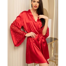 Короткий халат из шелка Mia-Amore MARJORY 3963 красный, Цвет: красный, Размеры: XS