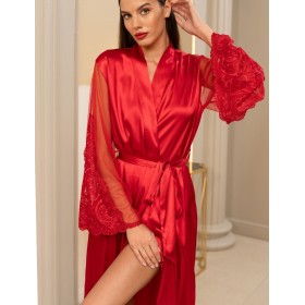 Натуральный шелковый халат Mia-Amore MARJORY 3969 красный, Цвет: красный, Размеры: S/M