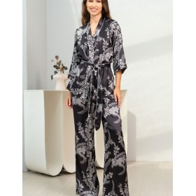 Пижама тройка из шёлка Mia-Amore MIRIAM 3454, Цвет: черный, Размеры: S