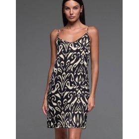 Шелковая сорочка с узором Mia-Amore SALMA 4201, Цвет: черный, Размеры: L