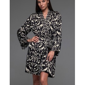 Халат из шёлка с вискозой Mia-Amore SALMA 4203, Цвет: черный, Размеры: 2XL/3XL