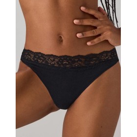 Хлопковые трусы стринги Ysabel Mora 19032 черный, Цвет: черный, Размеры: S
