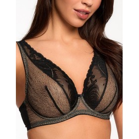 Бюстгальтер бралетт Bella Misteria BLACK SWAN soft bralette CZARNY-BEZOWY, Цвет: черный, Размеры: 65E